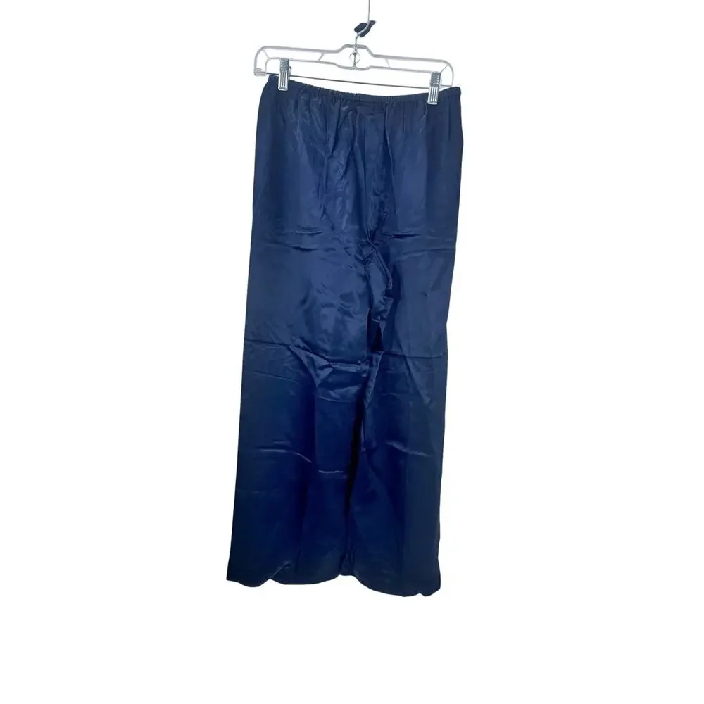 J. Crew Womens Petite Cosmo Pant Stretch in Luster Charmeuse Navy Size MP NWT